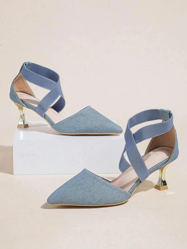 Scarpe donna azzurro con tacco